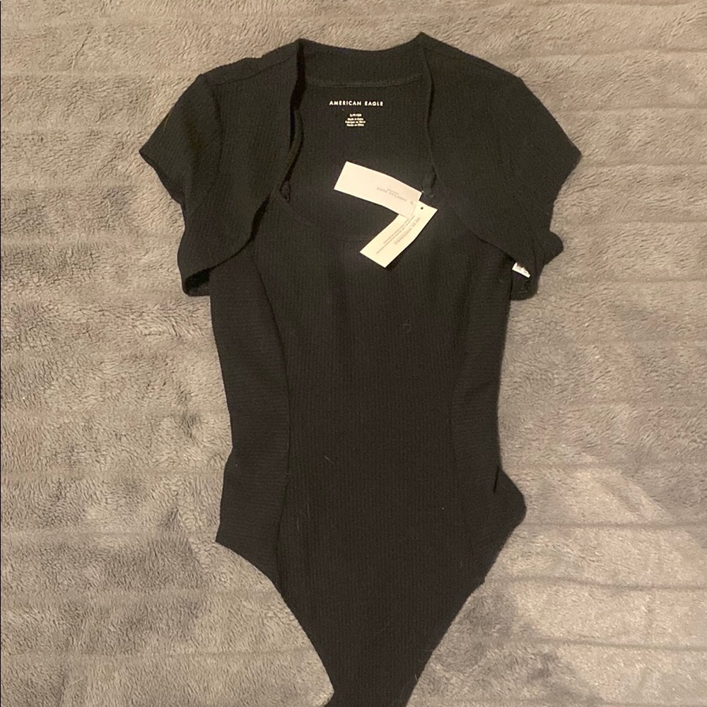 American Eagle Black Ribbed Bodysuit Set